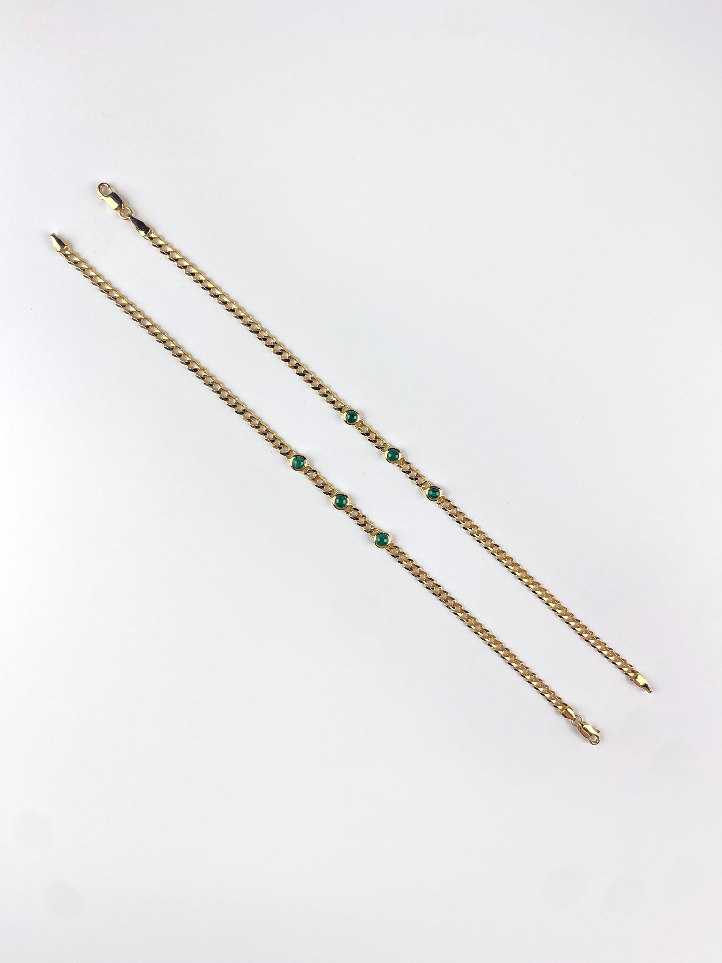 Malachite Trio Stones of Transformation | 18K Yellow Gold Cuban Chain Link Bracelet